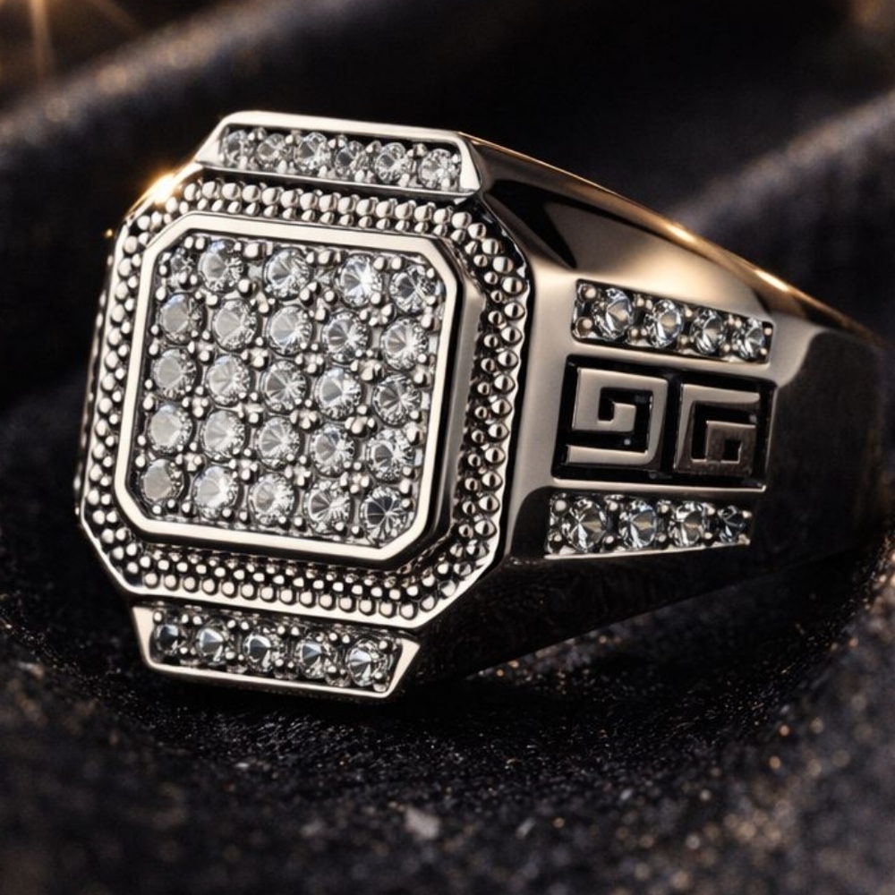 Elegant Silver Ring with Diamond Simulant Accents